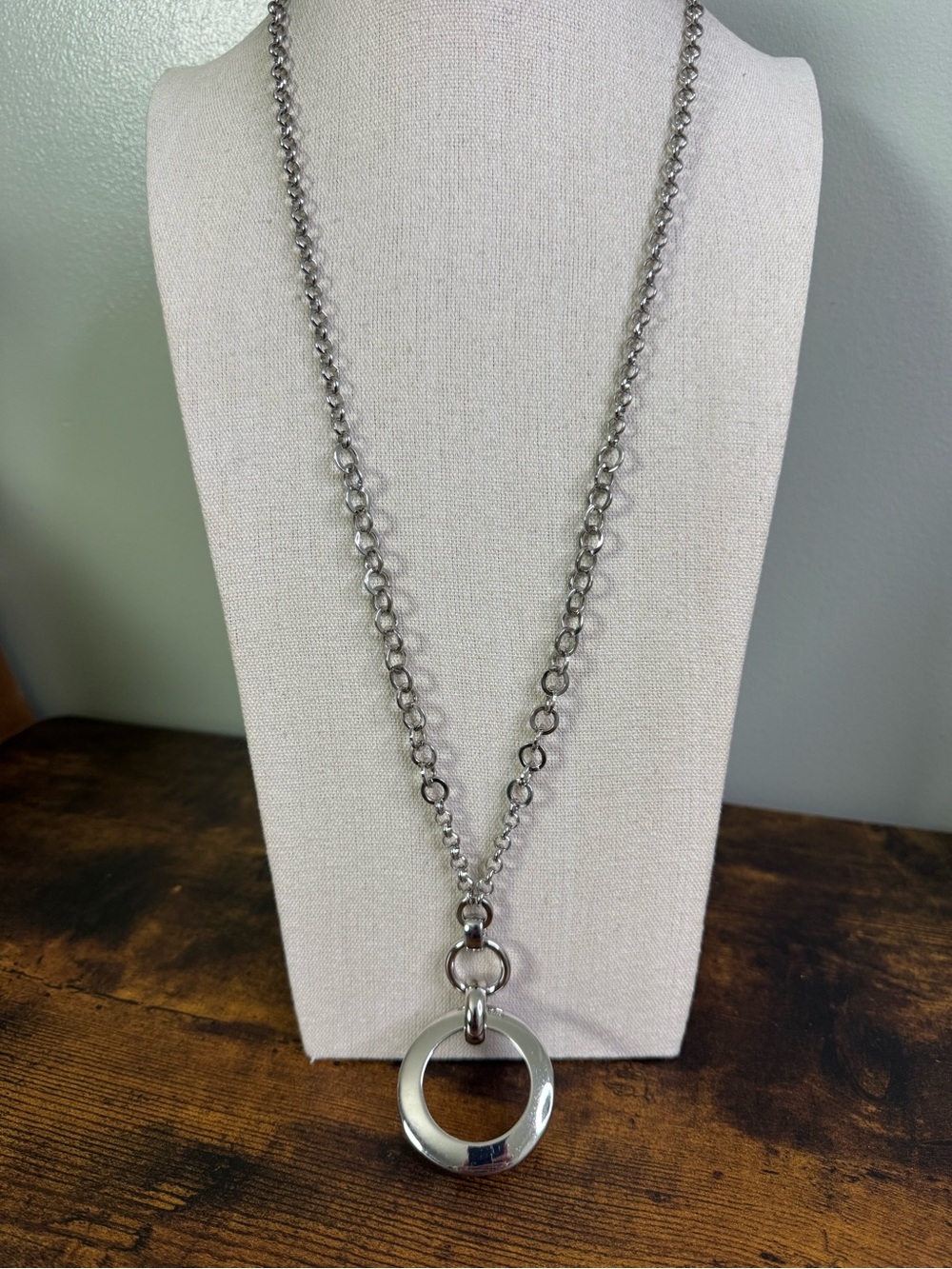 Chico's Silver-Tone Pendant Circle Necklace